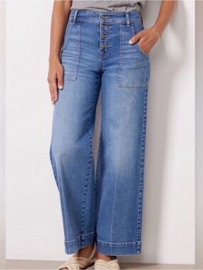 EVEREVE BUTTON FLY  WIDE LEG JEANS 30